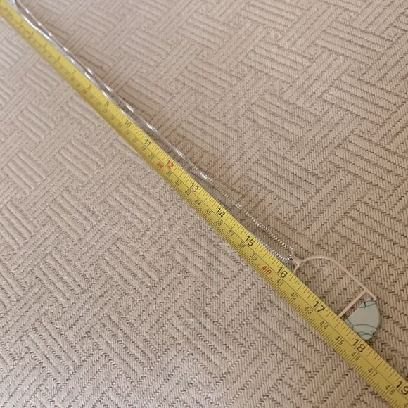 TURQUIOSE Semi precious light blue stone necklace long silvertone chain NWOT - Picture 7 of 8